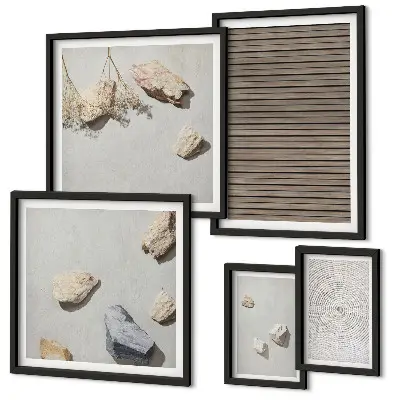Bildergalerien-Set für die Wand natürliche Texturen von Holz und Steinen