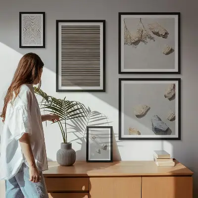 Bildergalerien-Set für die Wand natürliche Texturen von Holz und Steinen