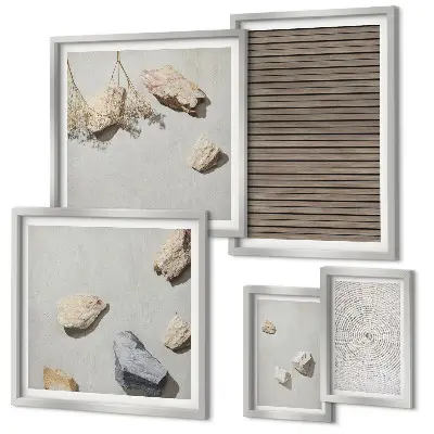 Bildergalerien-Set für die Wand natürliche Texturen von Holz und Steinen