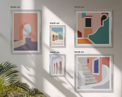 Bilderset fürs sofa Architekturgrafiken in Pastellfarben