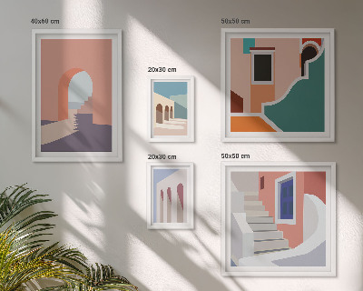 Bilderset fürs sofa Architekturgrafiken in Pastellfarben