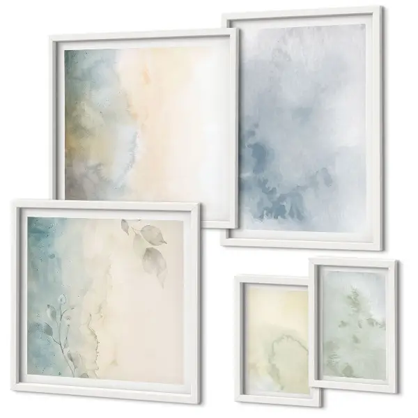 Modernes Wandbilder-Set pastellfarbene Motive auf Leinwand
