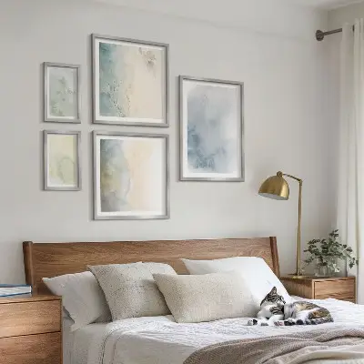 Modernes Wandbilder-Set pastellfarbene Motive auf Leinwand