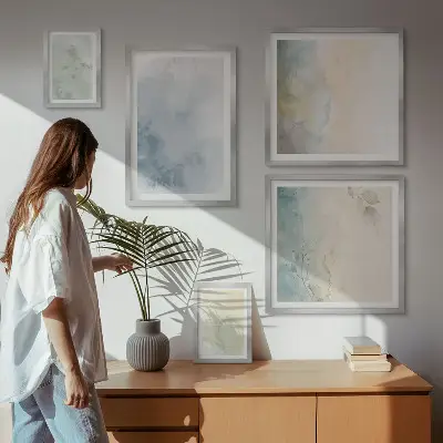 Modernes Wandbilder-Set pastellfarbene Motive auf Leinwand