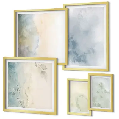 Modernes Wandbilder-Set pastellfarbene Motive auf Leinwand