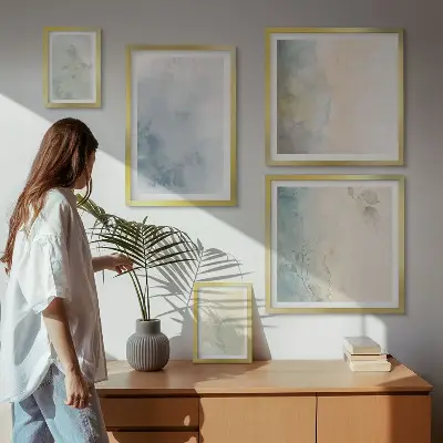 Modernes Wandbilder-Set pastellfarbene Motive auf Leinwand