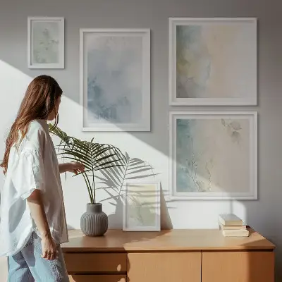 Modernes Wandbilder-Set pastellfarbene Motive auf Leinwand