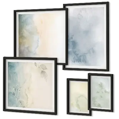 Modernes Wandbilder-Set pastellfarbene Motive auf Leinwand