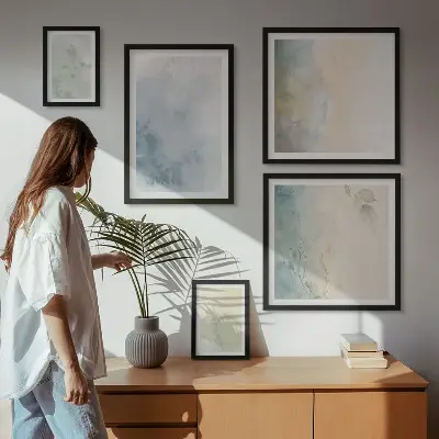 Modernes Wandbilder-Set pastellfarbene Motive auf Leinwand