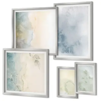 Modernes Wandbilder-Set pastellfarbene Motive auf Leinwand