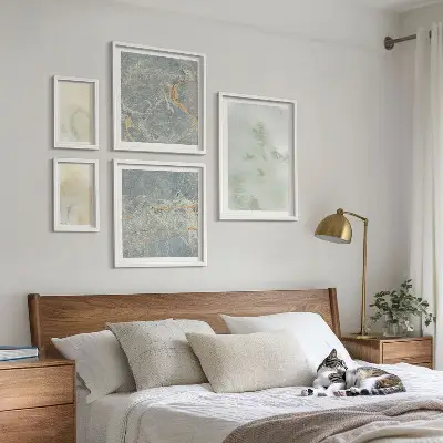 Bildergalerie-Set für die Wand mit Pastellfarben-Aquarelltexturen