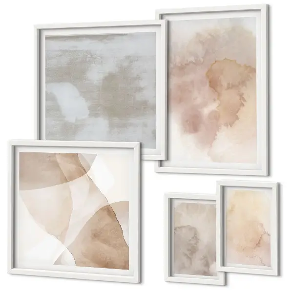 Modernes Wandbilderset mit warmen Aquarell Pastelltexturen