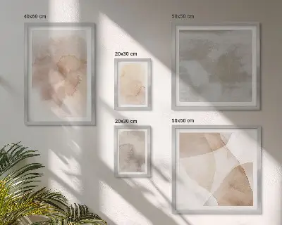 Modernes Wandbilderset mit warmen Aquarell Pastelltexturen