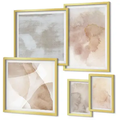 Modernes Wandbilderset mit warmen Aquarell Pastelltexturen