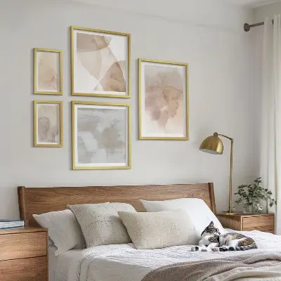 Modernes Wandbilderset mit warmen Aquarell Pastelltexturen