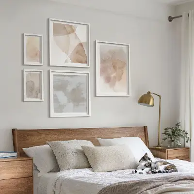 Modernes Wandbilderset mit warmen Aquarell Pastelltexturen