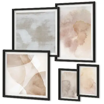 Modernes Wandbilderset mit warmen Aquarell Pastelltexturen