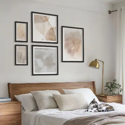 Modernes Wandbilderset mit warmen Aquarell Pastelltexturen