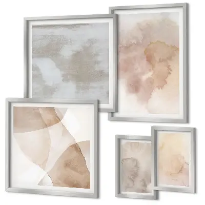 Modernes Wandbilderset mit warmen Aquarell Pastelltexturen