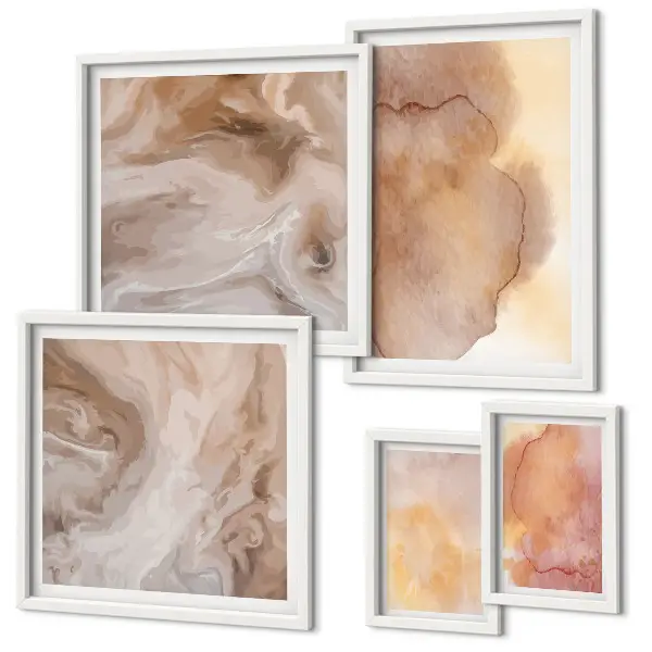 Bilderset für das Sofa warme und farbenfrohe Aquarelltexturen