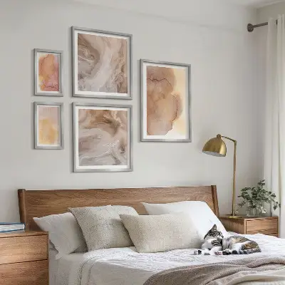 Bilderset für das Sofa warme und farbenfrohe Aquarelltexturen