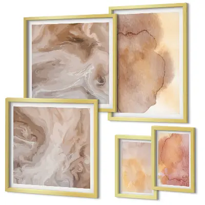 Bilderset für das Sofa warme und farbenfrohe Aquarelltexturen