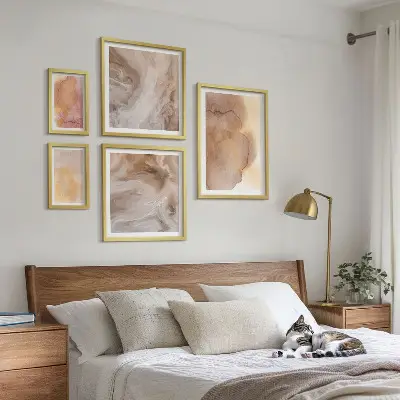 Bilderset für das Sofa warme und farbenfrohe Aquarelltexturen