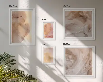 Bilderset für das Sofa warme und farbenfrohe Aquarelltexturen