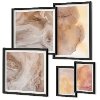 Bilderset für das Sofa warme und farbenfrohe Aquarelltexturen