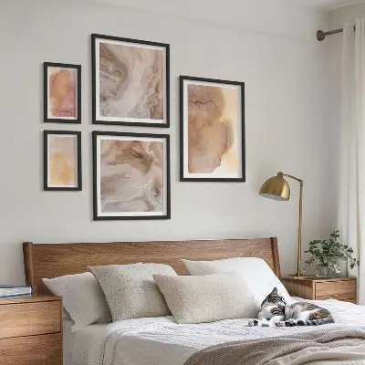 Bilderset für das Sofa warme und farbenfrohe Aquarelltexturen