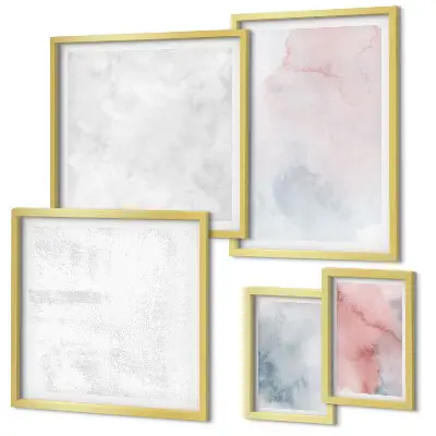 Bildergalerie-Set für die Wand mit pastellfarbenen Aquarelltexturen