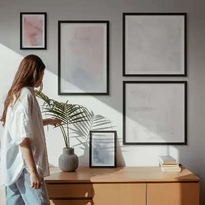 Bildergalerie-Set für die Wand mit pastellfarbenen Aquarelltexturen