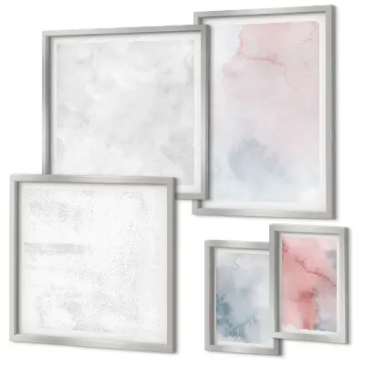 Bildergalerie-Set für die Wand mit pastellfarbenen Aquarelltexturen