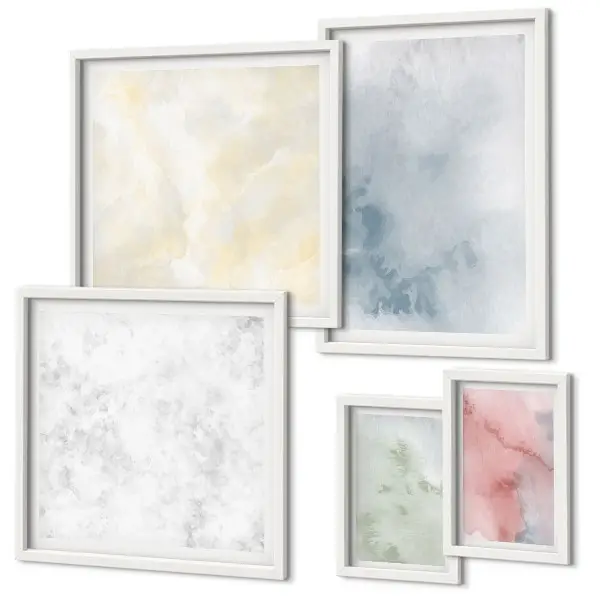 Modernes Wandbilder-Set mit Pastellfarben auf Leinwand