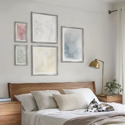 Modernes Wandbilder-Set mit Pastellfarben auf Leinwand