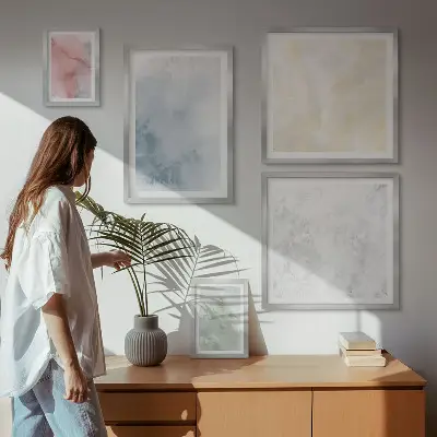 Modernes Wandbilder-Set mit Pastellfarben auf Leinwand