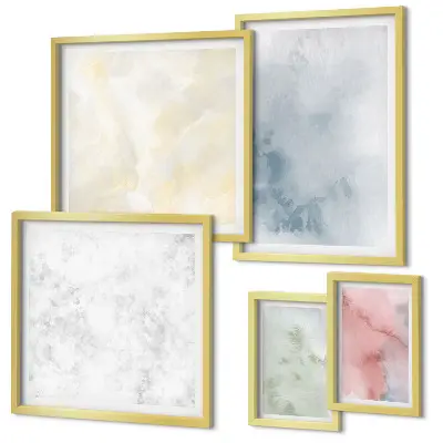 Modernes Wandbilder-Set mit Pastellfarben auf Leinwand