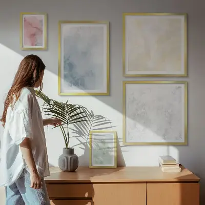 Modernes Wandbilder-Set mit Pastellfarben auf Leinwand