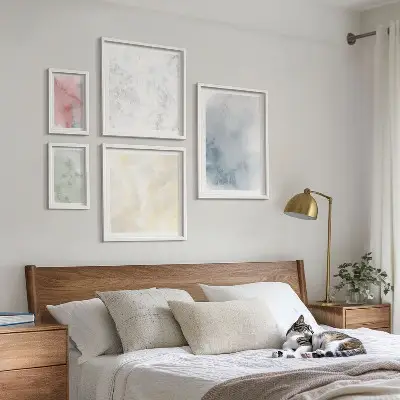Modernes Wandbilder-Set mit Pastellfarben auf Leinwand