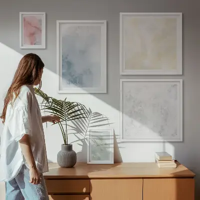 Modernes Wandbilder-Set mit Pastellfarben auf Leinwand