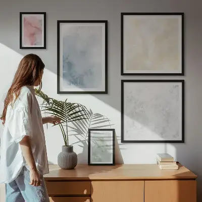 Modernes Wandbilder-Set mit Pastellfarben auf Leinwand