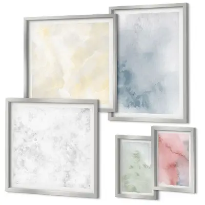 Modernes Wandbilder-Set mit Pastellfarben auf Leinwand