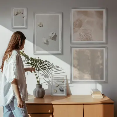Bilderset für das Sofa Boho-Wanddekoration aus Steinen