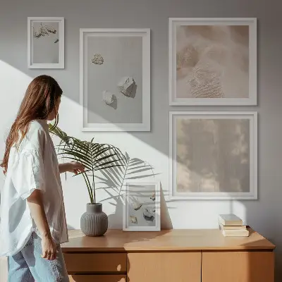 Bilderset für das Sofa Boho-Wanddekoration aus Steinen
