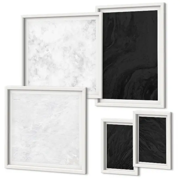 Modernes Wandbilder-Set in dunkler Lichtoptik mit glamourösem Marmordesign