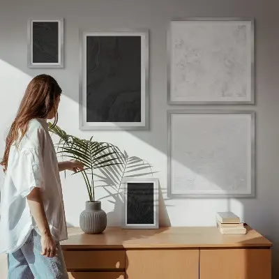 Modernes Wandbilder-Set in dunkler Lichtoptik mit glamourösem Marmordesign