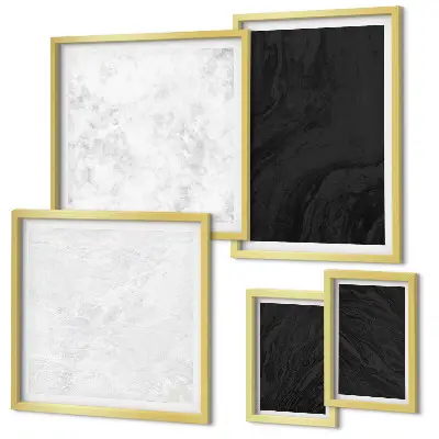 Modernes Wandbilder-Set in dunkler Lichtoptik mit glamourösem Marmordesign