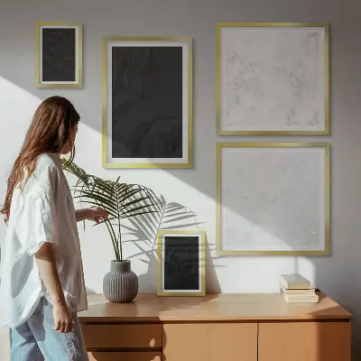 Modernes Wandbilder-Set in dunkler Lichtoptik mit glamourösem Marmordesign