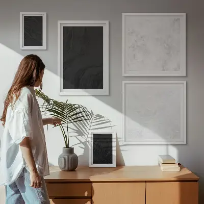 Modernes Wandbilder-Set in dunkler Lichtoptik mit glamourösem Marmordesign