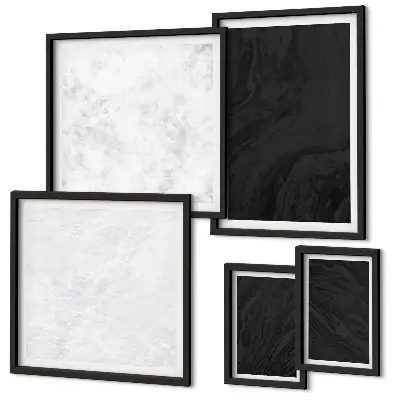Modernes Wandbilder-Set in dunkler Lichtoptik mit glamourösem Marmordesign